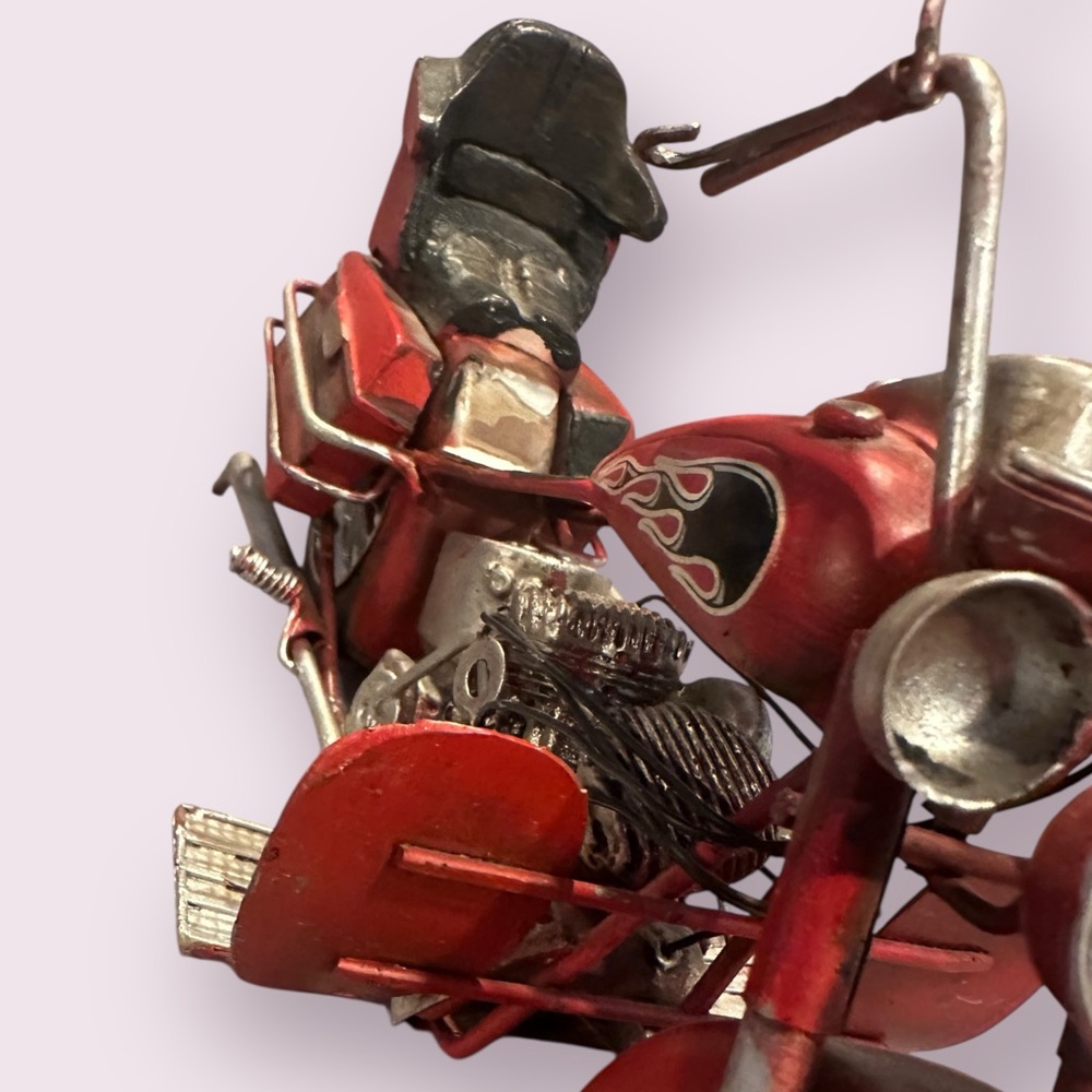Vintage Red Metal Motorcycle Model Home Decor - Picture 11 of 11